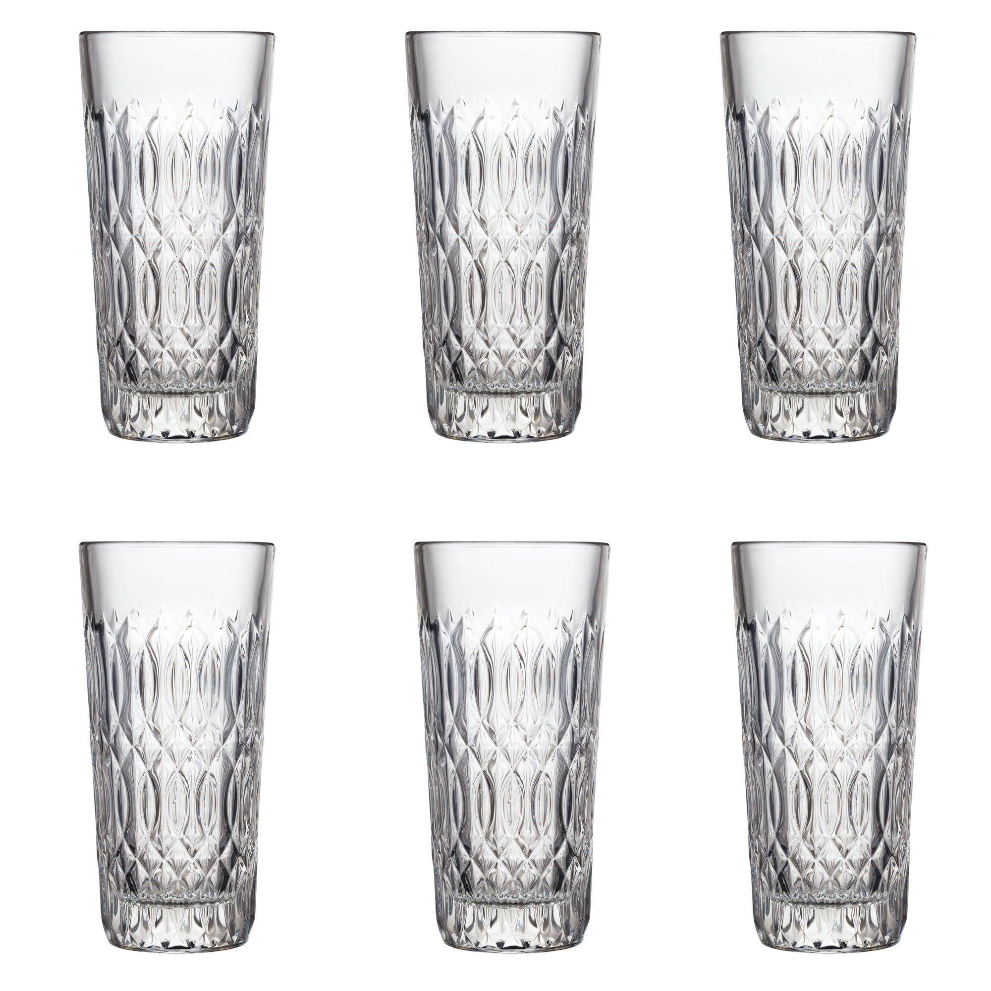 Seks La Rochere Verone drinksglas med et elegant og mønstret design. Perfekt til servering af cocktails og andre drikkevarer.