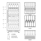 Skitsetegning af SV104X vinkøleskabet indefra og tegninger af de 2 zoner