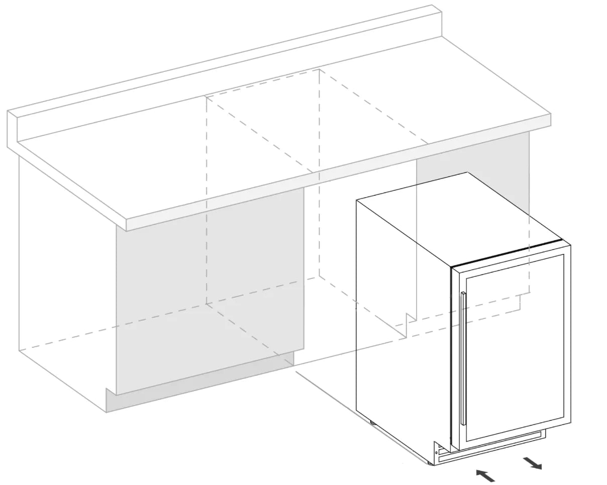 installationstegning til dunavox vinkøleskab i modellen 39flow